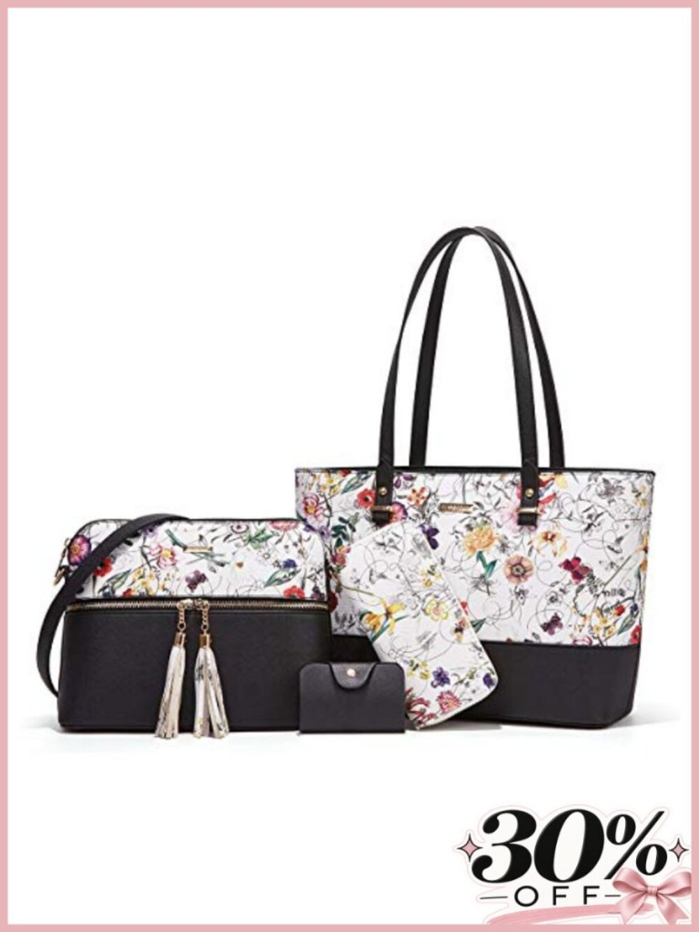 Women Satchel Handbag Set Tote Shoulder Bag Wallet Clutch Purse Synthetic